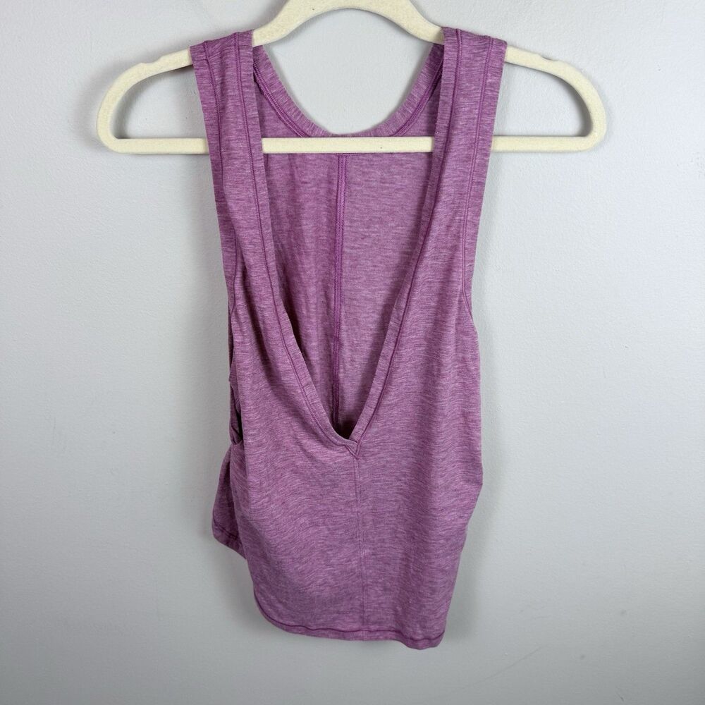 Lululemon Tank Top Deep V Neck Twist Sides Pink Heathered Size 2/4 Gym